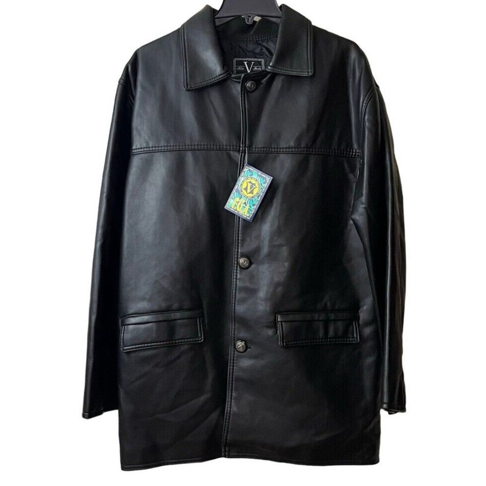 Alta V Moda Italian Leather Coat Mens Size 44 Black Quilted Lined Italy NWT - Picture 12 of 13